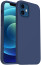 Vaku ® 2in1 Combo Apple iPhone 12 Mini Liquid Silicon Velvet-Touch Silk Finish Shock-Proof Back Cover with Dust filter Tempered Glass (Blue)