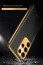 Vaku ® Samsung Galaxy S23 Ultra Luxemberg Series Leather Stitched Gold Electroplated Soft TPU Back Cover