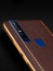 Vaku ® Vivo V15 Vertical Leather Stitched Gold Electroplated Soft TPU Back Cover