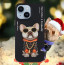 Vaku ® Apple iPhone 14 3D Embroidery Chain Pug Anti-Slip Scratch Resistant Protective Case Back Cover