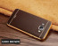 VAKU ® Samsung Galaxy A8 Leather Stitched Gold Electroplated Soft TPU Back Cover