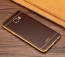 Vaku ® Samsung Galaxy C7 Pro Leather Stitched Gold Electroplated Soft TPU Back Cover