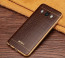 VAKU ® Samsung A8 European Leather Stitched Gold Electroplated Soft TPU Back Cover
