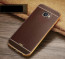 VAKU ® Samsung Galaxy A7 (2016) Leather Stiched Gold Electroplated Soft TPU Back Cover