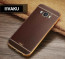 VAKU ® Samsung Galaxy A8 Leather Stitched Gold Electroplated Soft TPU Back Cover