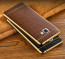 VAKU ® Samsung J7 Prime European Leather Stitched Gold Electroplated Soft TPU Back Cover