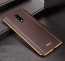 Vaku ® OnePlus 7 Vertical Leather Stitched Gold Electroplated Soft TPU Back Cover