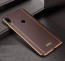 Vaku ® Xiaomi Redmi Note 7 / Note 7 Pro / Note 7S Vertical Leather Stitched Gold Electroplated Soft TPU Back Cover