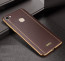 Vaku ® Vivo V7 Plus Vertical Leather Stitched Gold Electroplated Soft TPU Back Cover