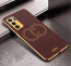 Vaku ® Oppo Reno6 5G Skylar Leather Pattern Gold Electroplated Soft TPU Back Cover