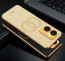 Vaku ® Vivo T1 4G Skylar Leather Pattern Gold Electroplated Soft TPU Back Cover