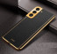Vaku ® Samsung Galaxy S21 FE 5G Luxemberg Series Leather Stitched Gold Electroplated Soft TPU Back Cover