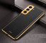 Vaku ® Samsung Galaxy S21 FE 5G Luxemberg Series Leather Stitched Gold Electroplated Soft TPU Back Cover