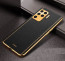 Vaku ® Oppo F19 Pro Luxemberg Series Leather Stitched Gold Electroplated Soft TPU Back Cover