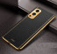 Vaku ® OnePlus Nord 2 Luxemberg Series Leather Stitched Gold Electroplated Soft TPU Back Cover