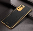 Vaku ® Redmi Note 10S Luxemberg Series Leather Stitched Gold Electroplated Soft TPU Back Cover