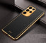 Vaku ® Samsung Galaxy S23 Ultra Luxemberg Series Leather Stitched Gold Electroplated Soft TPU Back Cover