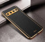 Vaku ® Samsung Galaxy S10 Luxemberg Series Leather Stitched Gold Electroplated Soft TPU Back Cover