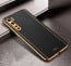 Vaku ® Oppo F15 Luxemberg Series Leather Stitched Gold Electroplated Soft TPU Back Cover