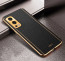 Vaku ® OnePlus Nord 2 Luxemberg Series Leather Stitched Gold Electroplated Soft TPU Back Cover