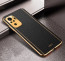Vaku ® Redmi Note 10S Luxemberg Series Leather Stitched Gold Electroplated Soft TPU Back Cover