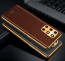 Vaku ® OnePlus 8T Luxemberg Leather Stitched Gold Electroplated Soft TPU Back Cover