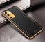 Vaku ® Oppo A53s 5G Luxemberg Series Leather Stitched Gold Electroplated Soft TPU Back Cover