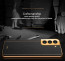 Vaku ® Samsung Galaxy S22 Plus Luxemberg Series Leather Stitched Gold Electroplated Soft TPU Back Cover