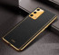 Vaku ® Oppo A74 Luxemberg Leather Stitched Gold Electroplated Soft TPU Back Cover