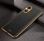 Vaku ® Oppo A17 Luxemberg Leather Pattern Gold Electroplated Soft TPU Back Cover