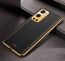 Vaku ® OnePlus 9 Pro Luxemberg Series Leather Stitched Gold Electroplated Soft TPU Back Cover