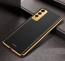 Vaku ® Vivo Y20 Luxemberg Leather Pattern Gold Electroplated Soft TPU Back Cover Case