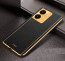 Vaku ® Vivo Y22 Luxemberg Series Leather Stitched Gold Electroplated Soft TPU Back Cover