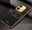 Vaku ® Oppo A3X 5G Skylar Leather Pattern Gold Electroplated Soft TPU Back Cover