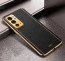 Vaku ® OnePlus 9RT Luxemberg Series Leather Stitched Gold Electroplated Soft TPU Back Cover