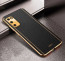 Vaku ® Samsung Galaxy M02s Luxemberg Leather Stitched Gold Electroplated Soft TPU Back Cover