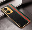 Vaku ® OnePlus Nord 2T Felix Line Leather Stitched Gold Electroplated Soft TPU Back Cover Case