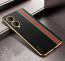 Vaku ® Vivo Y17s Felix Line Leather Stitched Gold Electroplated Soft TPU Back Cover Case