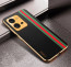 Vaku ® Vivo V25 5G Felix Line Leather Stitched Gold Electroplated Soft TPU Back Cover Case