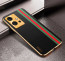 Vaku ® Vivo Y75 5G Felix Line Leather Stitched Gold Electroplated Soft TPU Back Cover Case