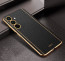 Vaku ® Samsung Galaxy F15 5G Luxemberg Leather Pattern Gold Electroplated Soft TPU Back Cover