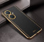 Vaku ® Vivo Y27 Luxemberg Series Leather Stitched Gold Electroplated Soft TPU Back Cover
