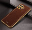 Vaku ® Oppo F17 Pro Luxemberg Series Leather Stitched Gold Electroplated Soft TPU Back Cover