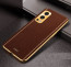 Vaku ® OnePlus Nord 2 Luxemberg Series Leather Stitched Gold Electroplated Soft TPU Back Cover
