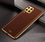 Vaku ® Samsung Galaxy A12 Luxemberg Series Leather Stitched Gold Electroplated Soft TPU Back Cover