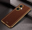 Vaku ® OnePlus Nord CE 3 5G Luxemberg Series Leather Stitched Gold Electroplated Soft TPU Back Cover