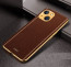 Vaku ® For Apple iPhone 13 Luxemberg Series Leather Stitched Gold Electroplated Soft TPU Back Cover