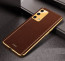 Vaku ® Oppo A74 Luxemberg Leather Stitched Gold Electroplated Soft TPU Back Cover