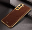 Vaku ® Samsung Galaxy S22 Plus Luxemberg Series Leather Stitched Gold Electroplated Soft TPU Back Cover