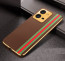 Vaku ® Vivo V25 5G Felix Line Leather Stitched Gold Electroplated Soft TPU Back Cover Case